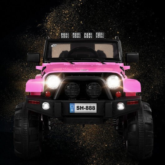 12V Kids Remote Control Riding Truck Car with LED Lights-Black