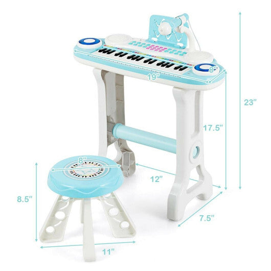 37-key Kids Electronic Piano Keyboard Playset-Pink