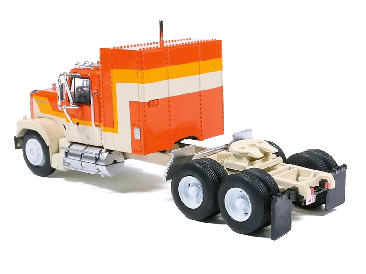 1980 GMC General Truck Tractor Orange with Stripes 1/64 Diecast Model Car by IXO Models
