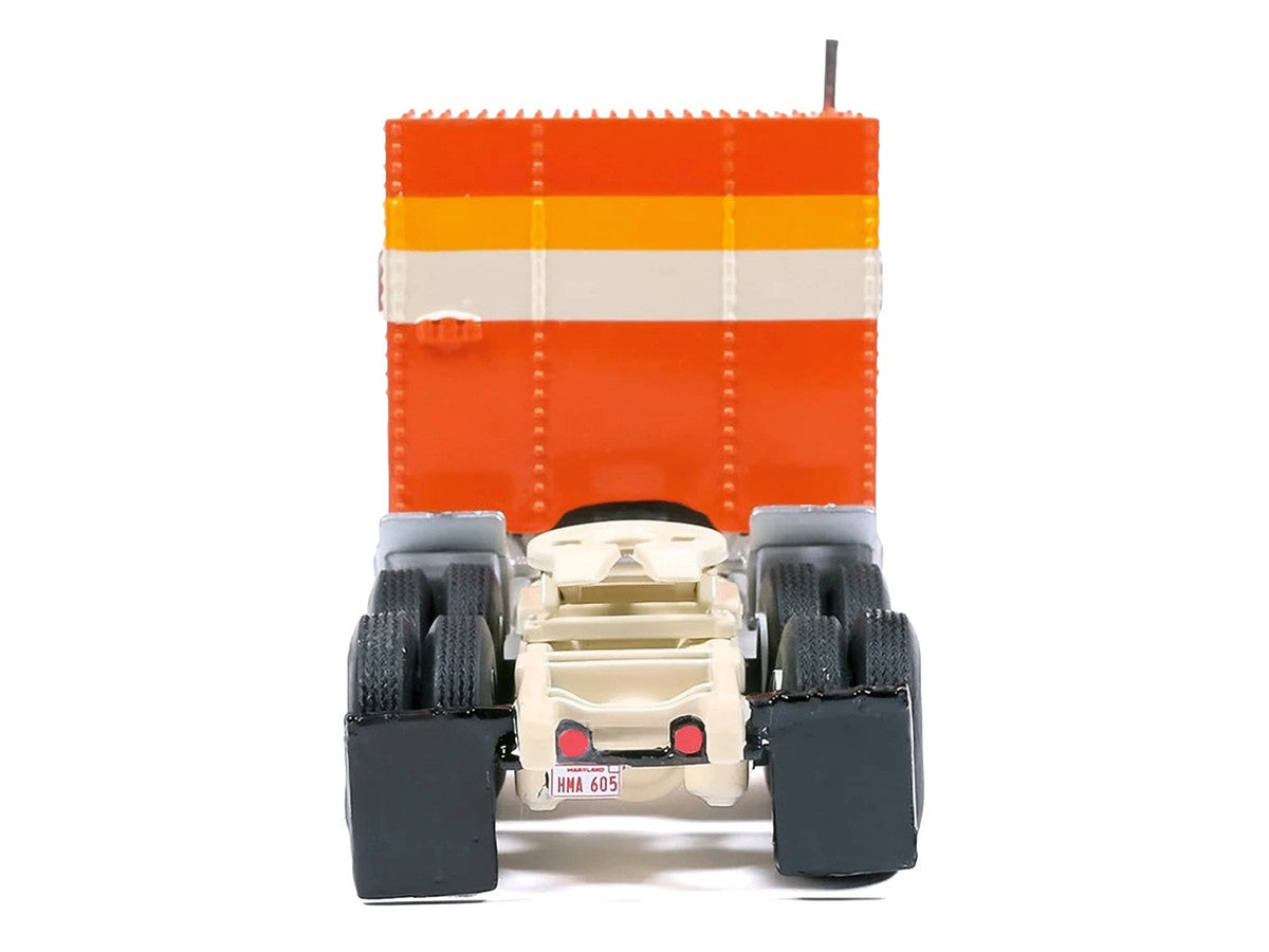 1980 GMC General Truck Tractor Orange with Stripes 1/64 Diecast Model Car by IXO Models
