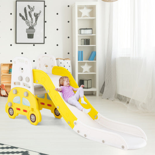 5 in 1 Convertible Toddler Slide Set Kids Art Easel with Stool and Book Rack-Gray
