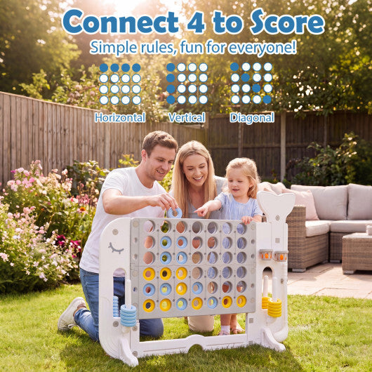 Giant 4-to-Score Game Set Jumbo Connect Four Game with Ring-toss-Blue