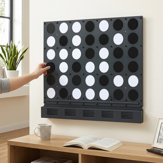 Wall-mounted Metal Connect-4 Game with Acrylic Discs-Walnut