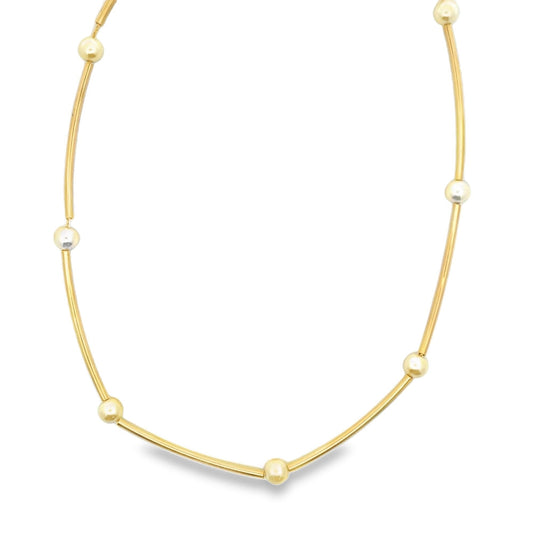 Bar Link Pearl Necklace (H144)