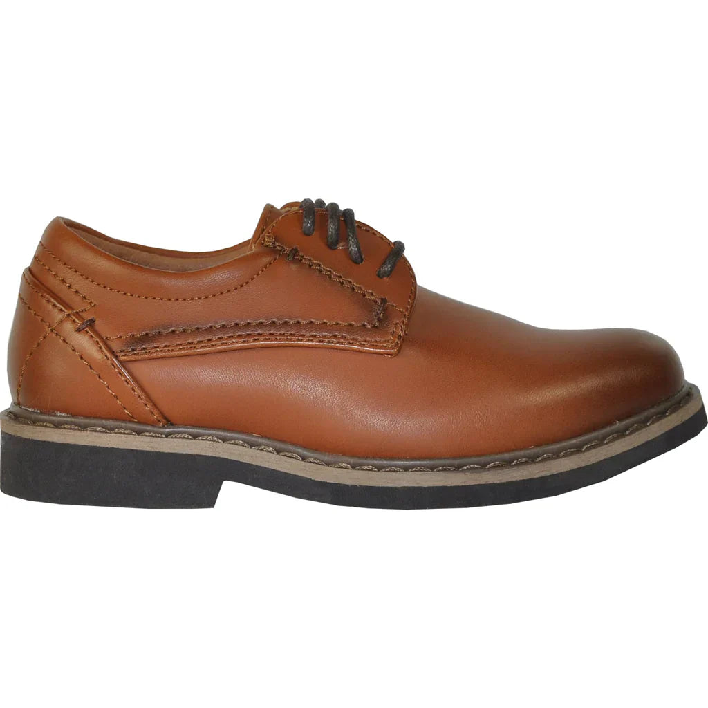 VANGELO Boy VALLO-1PKID Dress Shoe Formal Tuxedo for Prom & Wedding Brown Matte