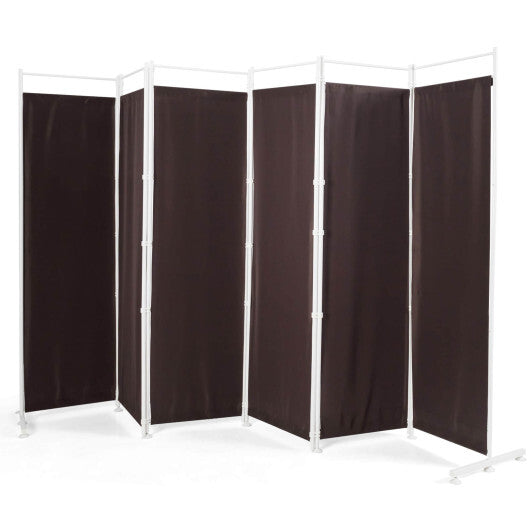 Costway 6-Panel Room Divider Folding Privacy Screen-Brown