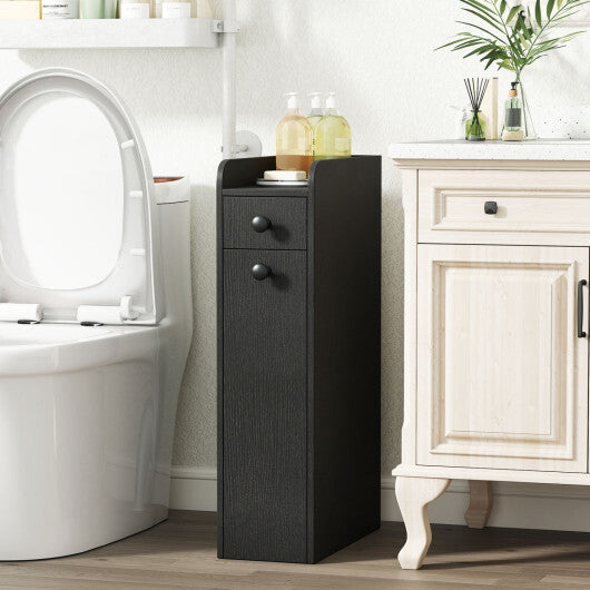 Costway Small Bathroom Storage Cabinet 4-Tier with Slide Out Drawers on Casters-Black