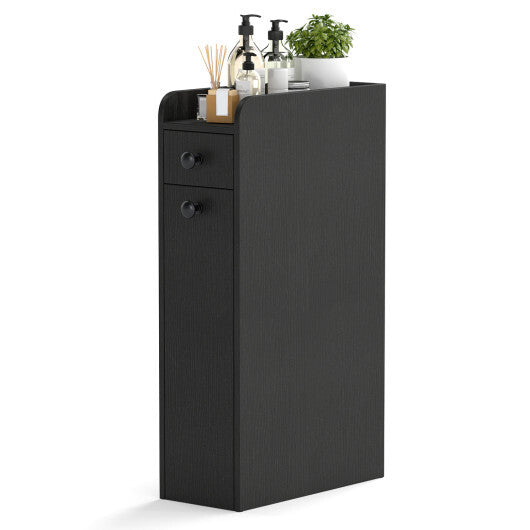 Costway Small Bathroom Storage Cabinet 4-Tier with Slide Out Drawers on Casters-Black