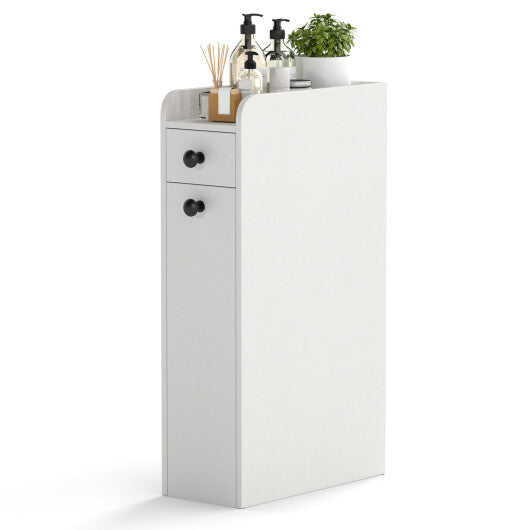 Costway Small Bathroom Storage Cabinet 4-Tier with Slide Out Drawers on Casters-White