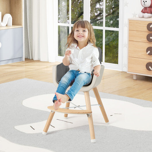 Babyjoy 3 in 1 Convertible Wooden High Chair Toddler Feeding Chair with Cushion Dark Grey