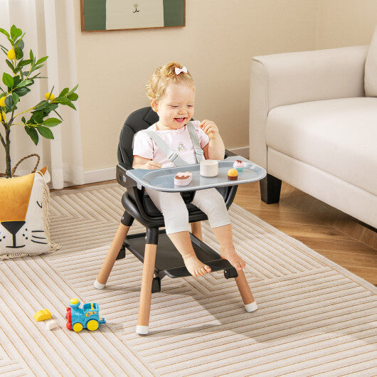 Costway 6 in 1 Convertible Highchair with Safety Harness and Removable Tray Black