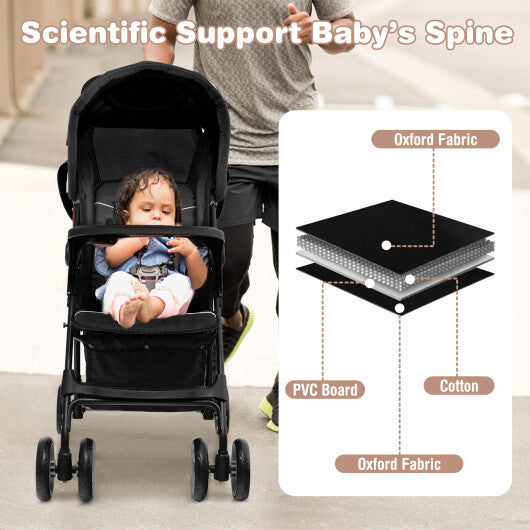 Costway Foldable Lightweight Baby Stroller Travel Pushchair 0-36 Months Age Group 13 lbs Black