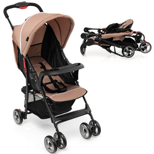 Costway Foldable Lightweight Baby Stroller Travel Pushchair 0-36 Months Age Group 13 lbs Coffee