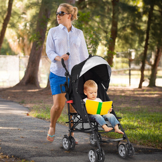 Costway Folding Lightweight Baby Toddler Umbrella Travel Stroller with Storage Basket Black