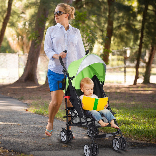 Costway Folding Lightweight Baby Toddler Umbrella Travel Stroller with Storage Basket Green