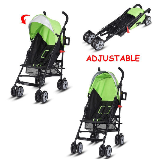 Costway Folding Lightweight Baby Toddler Umbrella Travel Stroller with Storage Basket Green