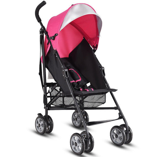 Costway Folding Lightweight Baby Toddler Umbrella Travel Stroller with Storage Basket Pink