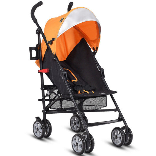Costway Folding Lightweight Baby Toddler Umbrella Travel Stroller with Storage Basket Orange
