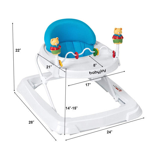 Costway Walker Adjustable Height Removable Toy Wheels Folding Portable Blue