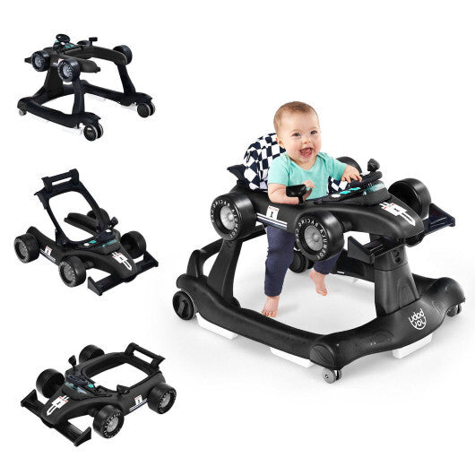 Costway 4-in-1 Baby Walker Foldable Activity Push Walker Adjustable Black