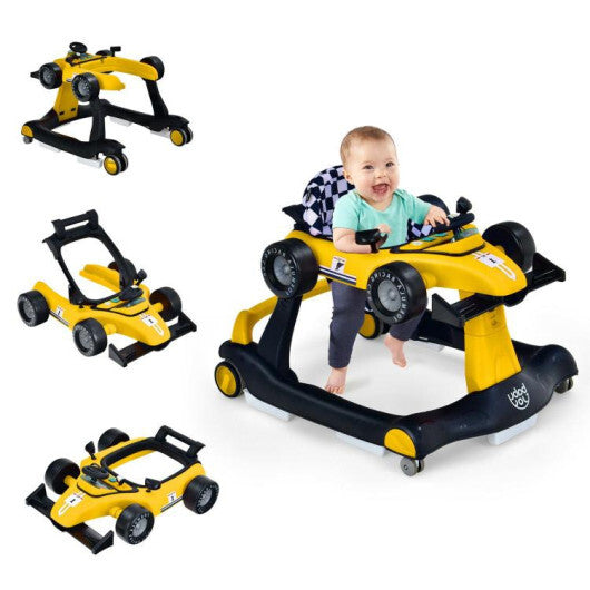Costway 4-in-1 Baby Walker Foldable Activity Push Walker Adjustable Yellow