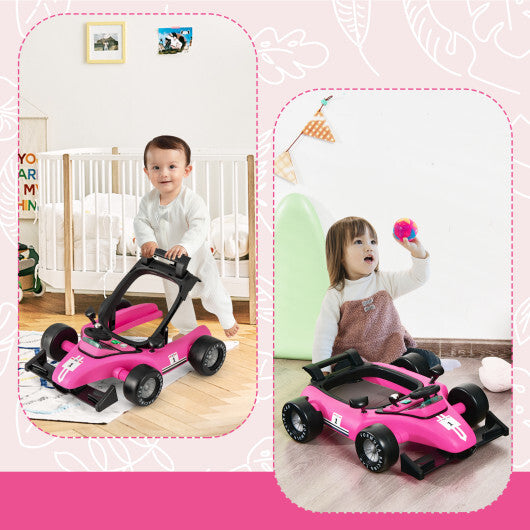 Costway 4-in-1 Foldable Activity Push Walker with Adjustable Height-Pink