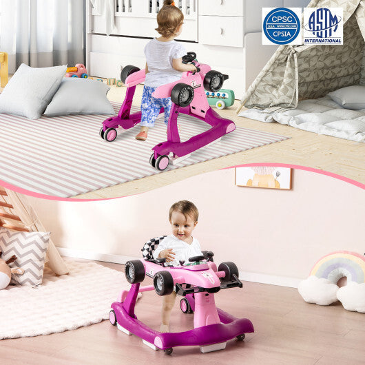 Costway 4-in-1 Foldable Activity Push Walker with Adjustable Height-Purple