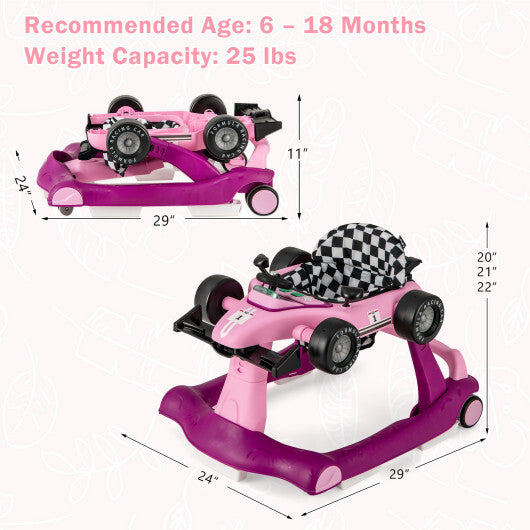 Costway 4-in-1 Foldable Activity Push Walker with Adjustable Height-Purple