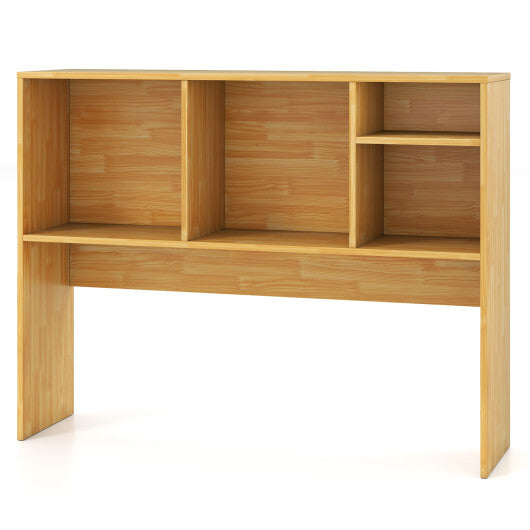 Costway Computer Desktop Bookcase with 4 Cubbies and Open Back Compartment-Beige