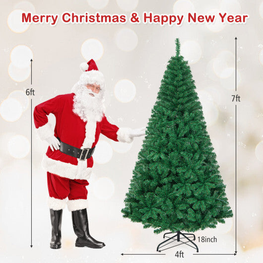 Costway 7Ft Artificial PVC Christmas Tree Stand Indoor Outdoor Green