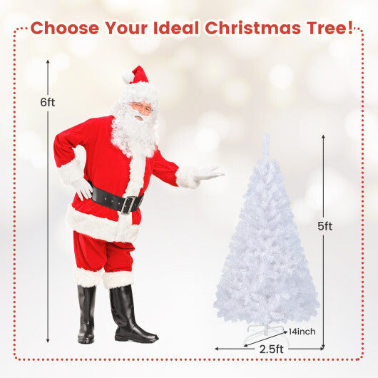Costway 5Ft Artificial PVC Christmas Tree W/Stand Holiday Season Indoor Outdoor White