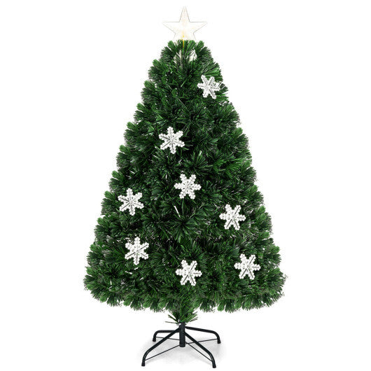 Costway 4FT Pre-Lit Fiber Optic Christmas Tree Multicolor Lights