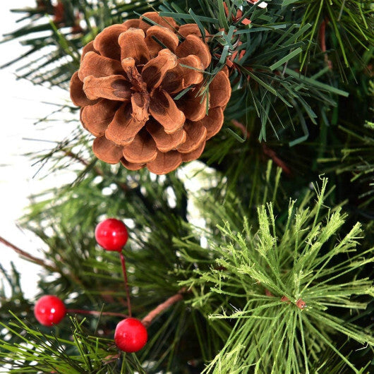Costway LED Christmas Tree with Red Berries Pine Cones-4 Feet