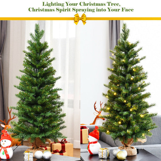 Costway 3Ft Pre-Lit Spruce Tabletop Christmas Tree Lights Timer