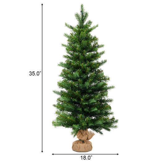 Costway 3Ft Pre-Lit Spruce Tabletop Christmas Tree Lights Timer