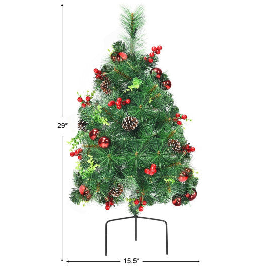 Costway Set of 2 29 Inch Battery Powered Pre-lit Pathway Holiday Christmas Trees