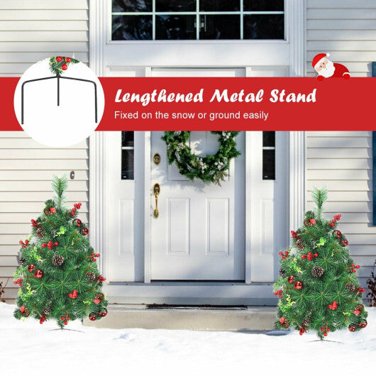 Costway Set of 2 29 Inch Battery Powered Pre-lit Pathway Holiday Christmas Trees