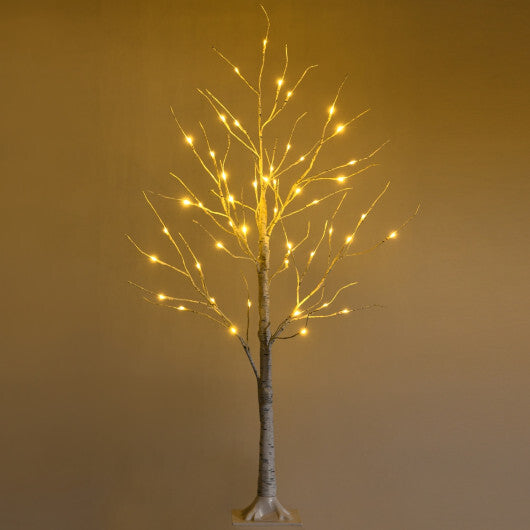 Costway Pre-lit White Twig Birch Tree for Christmas Holiday with LED Lights-4 ft