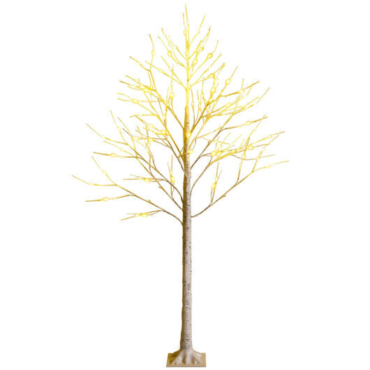 Costway Pre-lit White Twig Birch Tree for Christmas Holiday with LED Lights-6 ft