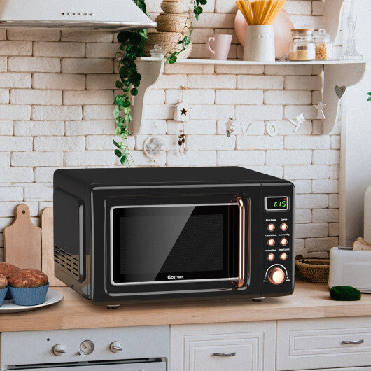 Costway 0.7Cu.ft Retro Countertop Microwave Oven 700W LED Display Glass Turntable New