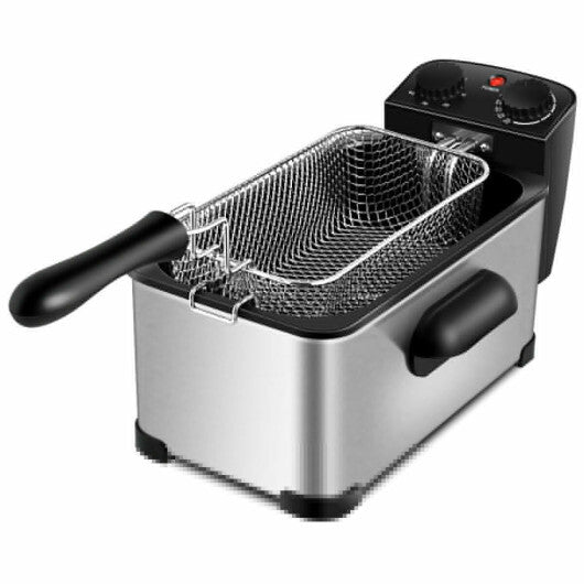 Costway Electric Deep Fryer 3.2 QT/12-Cup Stainless Steel 1700W with Frying Basket