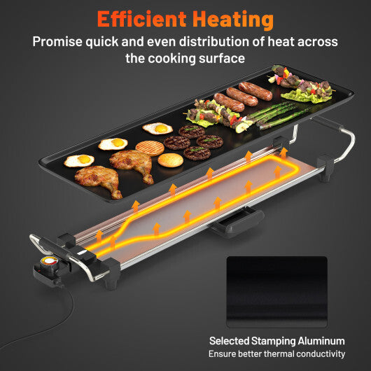 Costway 27 Inch Large Electric Griddle Nonstick BBQ Grill with Adjustable Temperature