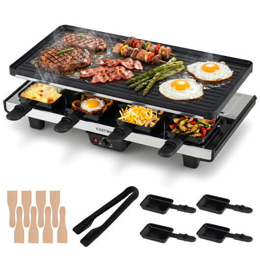 Costway 2-in-1 Table Grill and Griddle with Reversible Nonstick Plate for 8