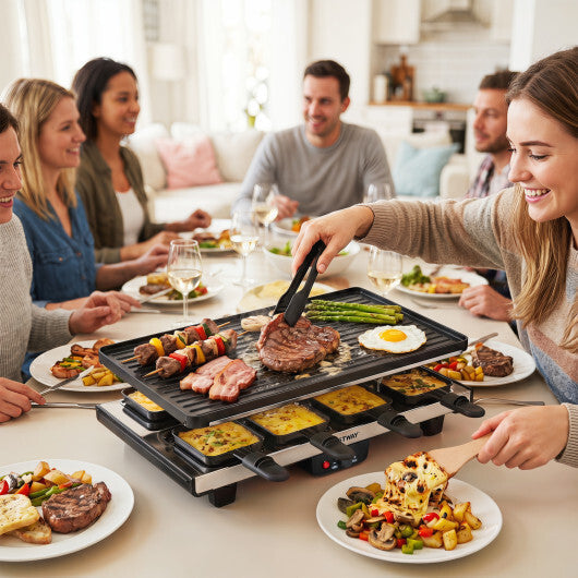 Costway 2-in-1 Table Grill and Griddle with Reversible Nonstick Plate for 8