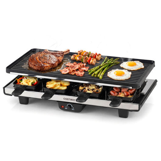 Costway 2-in-1 Table Grill and Griddle with Reversible Nonstick Plate for 8