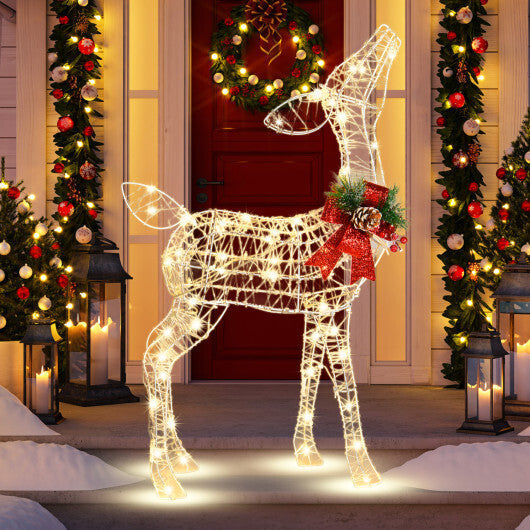 Costway 34.5 Inch Lighted Christmas Reindeer Decoration with 50 Warm White LED Lights
