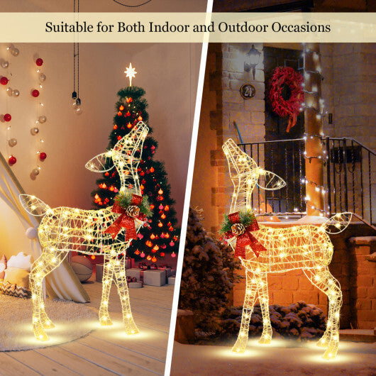 Costway 34.5 Inch Lighted Christmas Reindeer Decoration with 50 Warm White LED Lights
