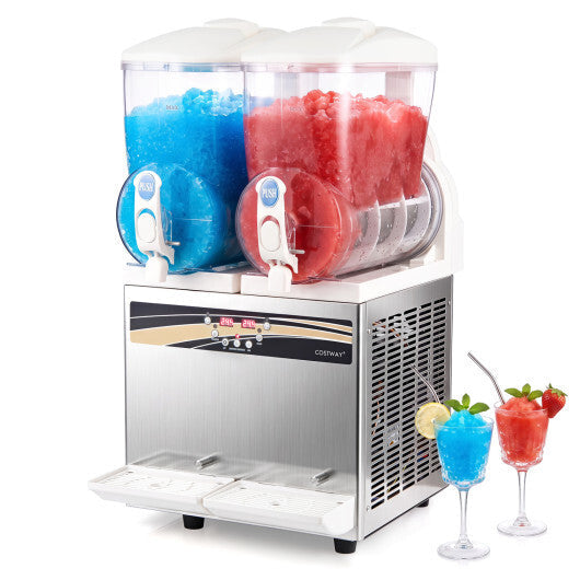 Costway 8 Gal Commercial Slushie Machine with LED Lights-Silver