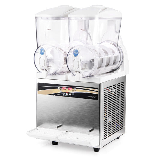 Costway 8 Gal Commercial Slushie Machine with LED Lights-Silver