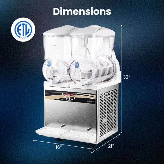 Costway 8 Gal Commercial Slushie Machine with LED Lights-Silver